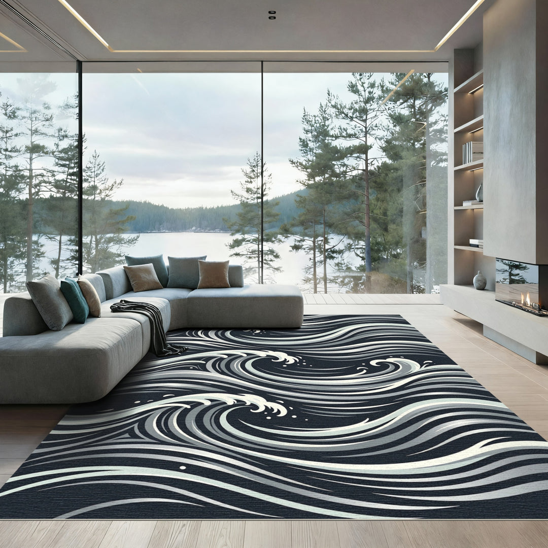 Dark Wave Artistic Rug Design Rug