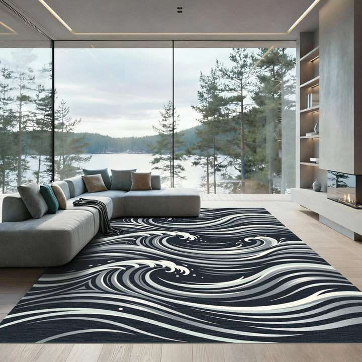 Dark Wave Artistic Rug Design Rug