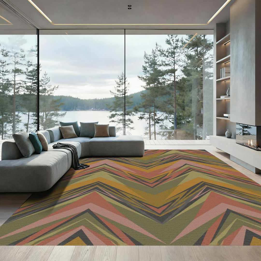Geometric Chevron Earth Tone Art Rug