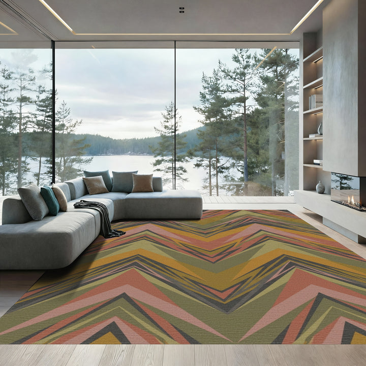 Geometric Chevron Earth Tone Art Rug