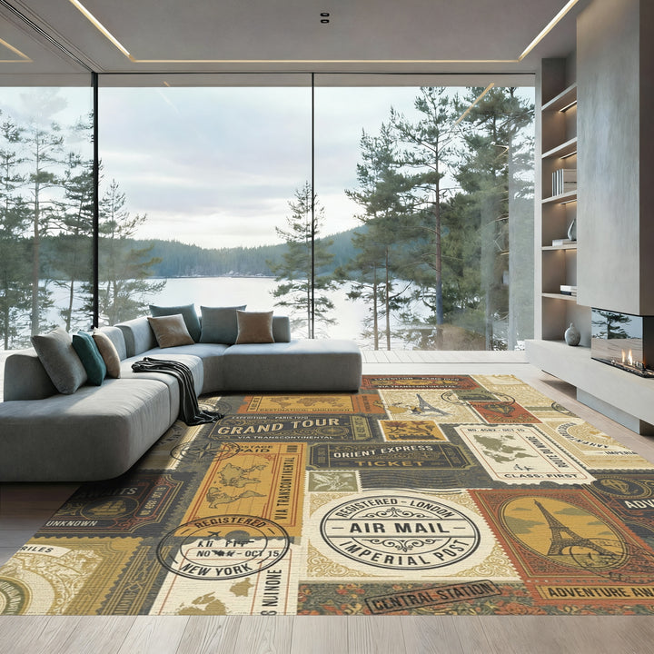 Voyage Ephemera Collage Rug