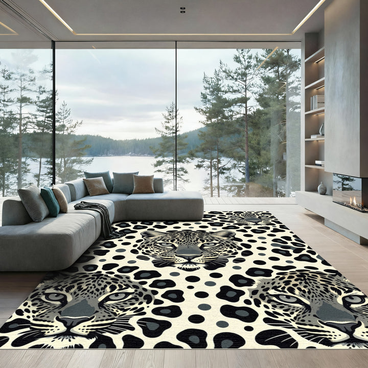 Leopard Spots Big Cat Faces Rug