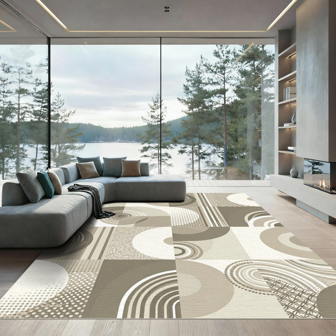 Geometric Circles Mid-Century Modern Rug