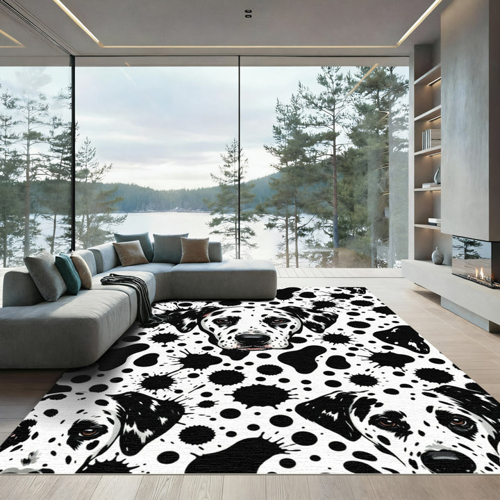 Black White Dalmatian Spots Rug