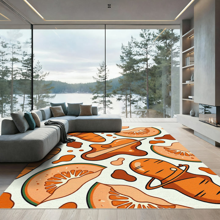 Orange Carrot Melon Splash Rug