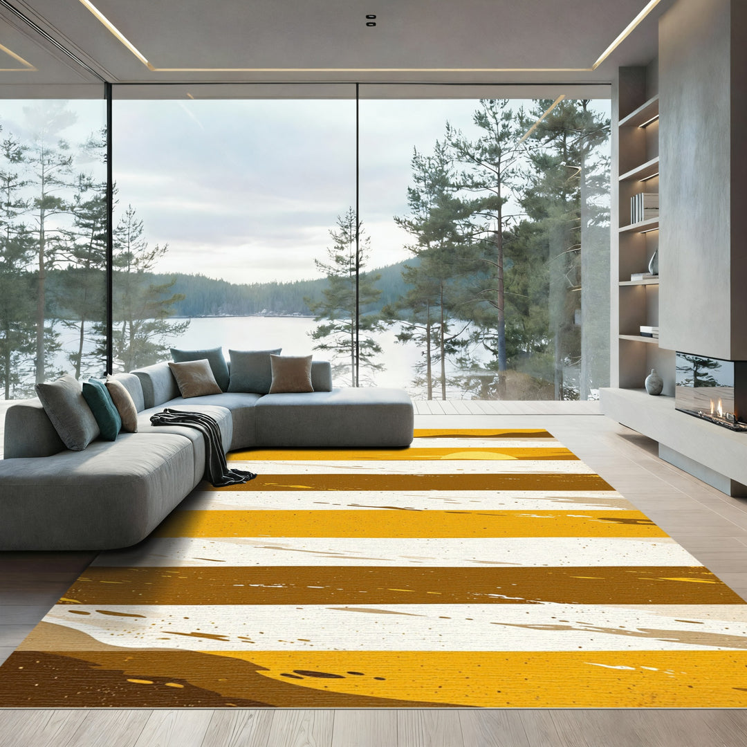 Golden Sun Set Horizontal Stripe Rug