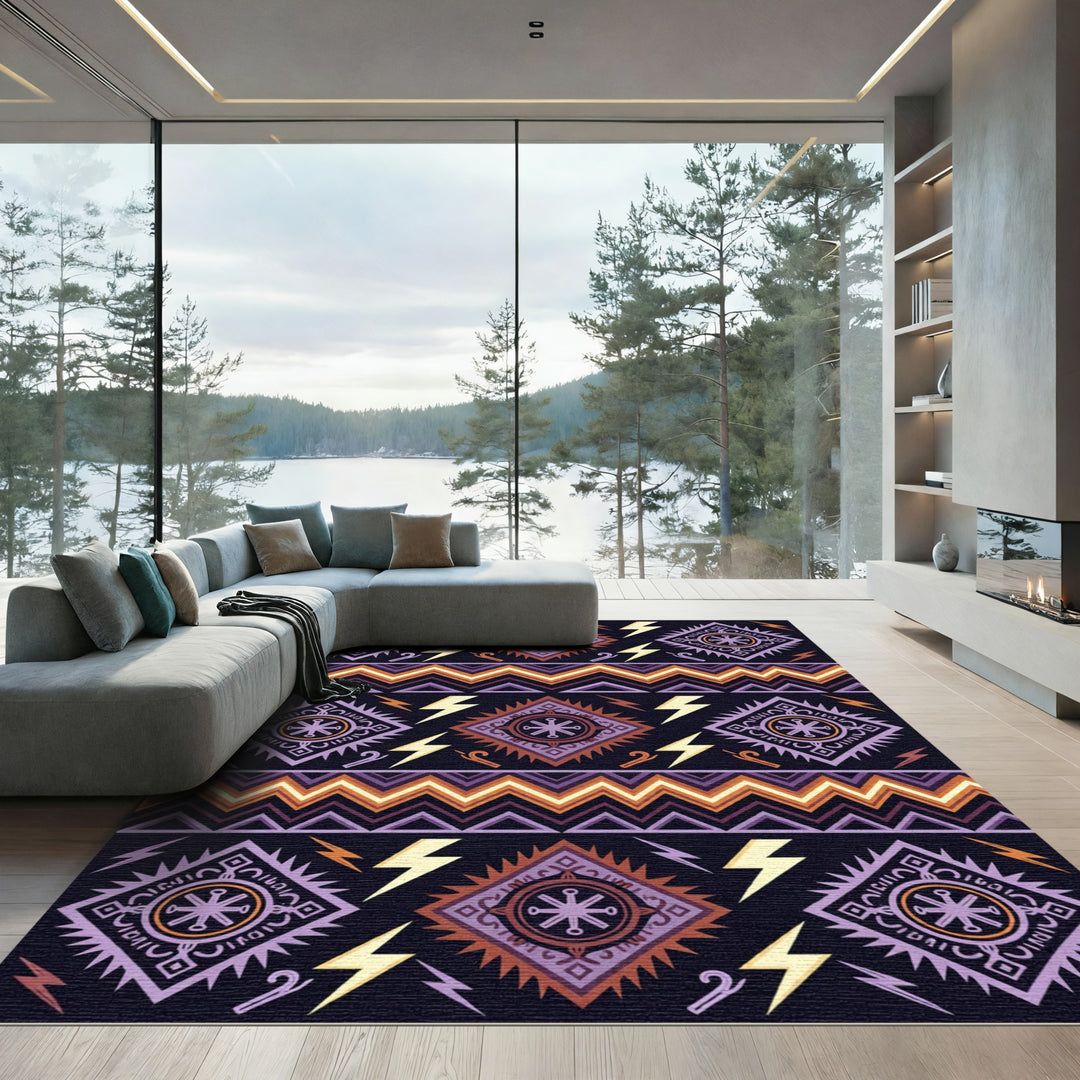 Tribal Diamond Lightning Bolt Rug