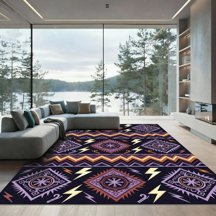 Tribal Diamond Lightning Bolt Rug