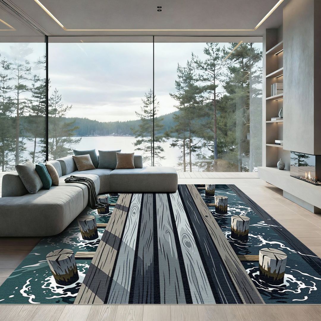 Dock Wood Water Texture Rug