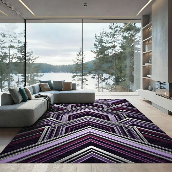 Art Deco Geometric Purple Plum Rug