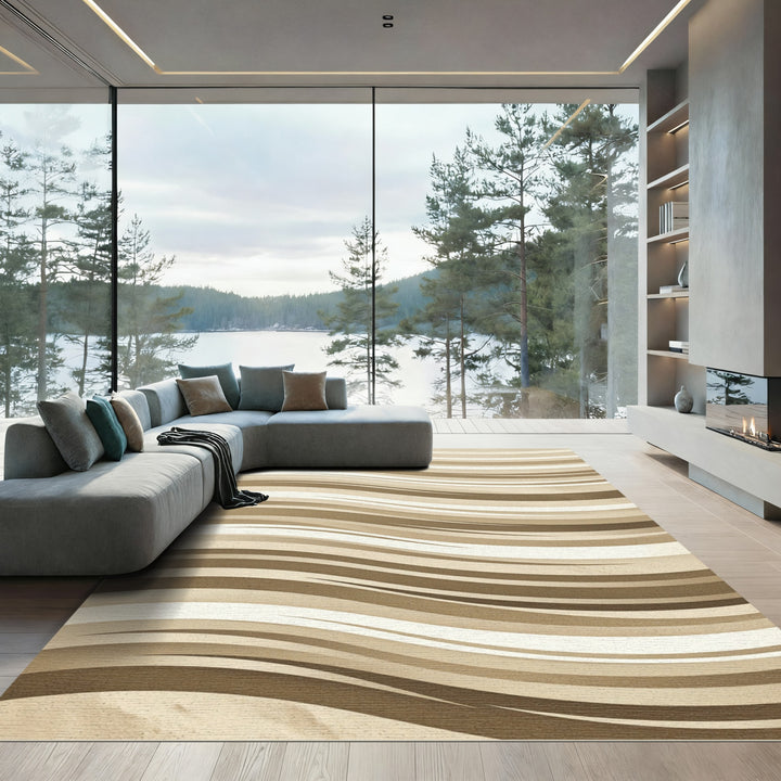 Earthy Tone Flowing Stripe Rug