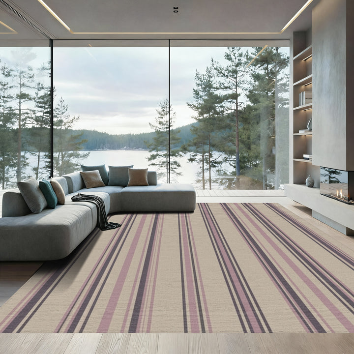 Subtle Plum Stripe Texture Rug