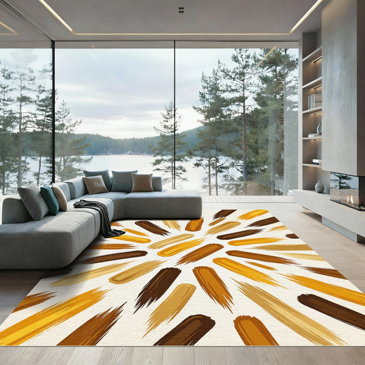 Abstract Brushstroke Earth Tone Rug