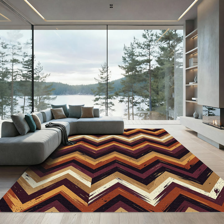 Bohemian Earth Tone Chevron Rug