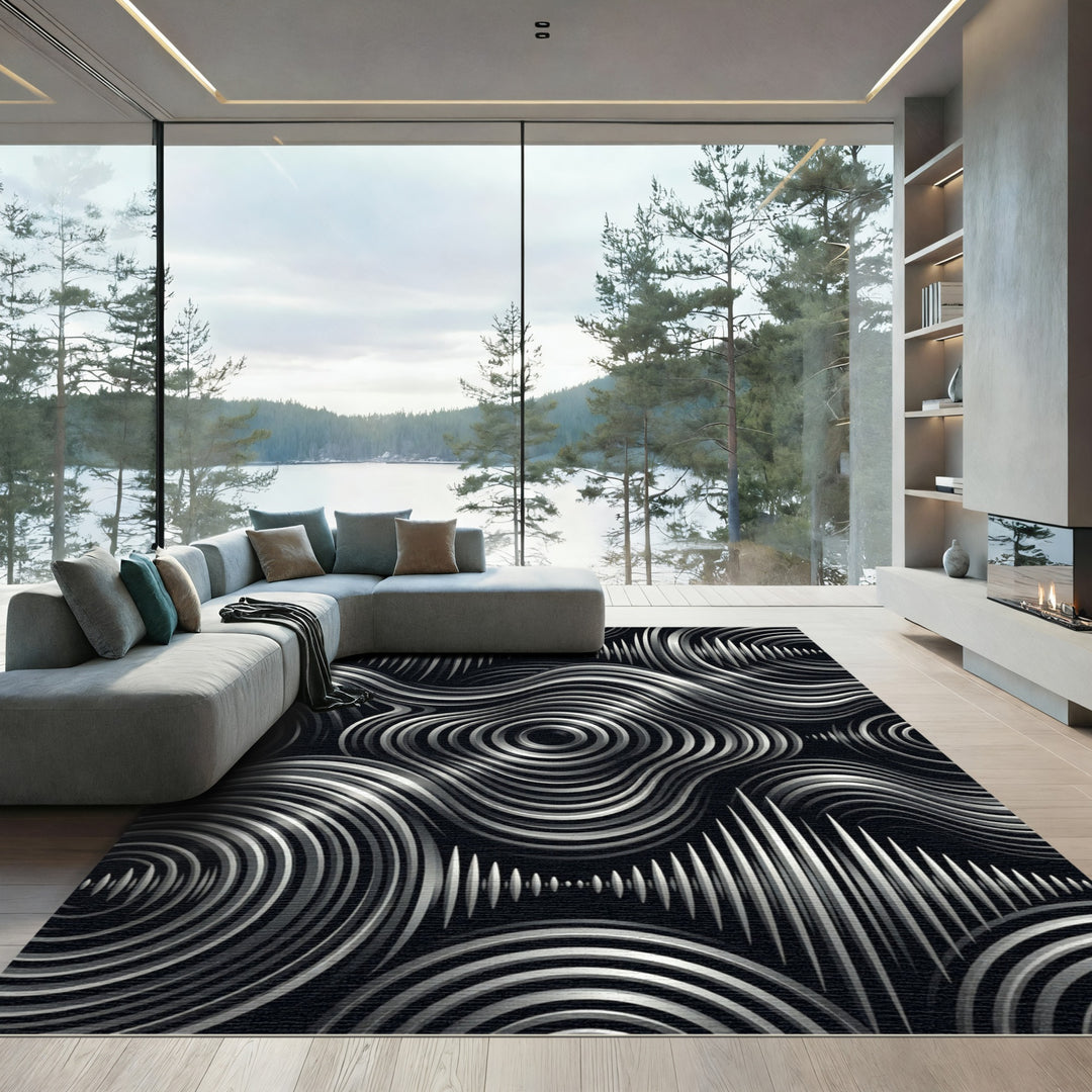 Concentric Waveform Aura Rug