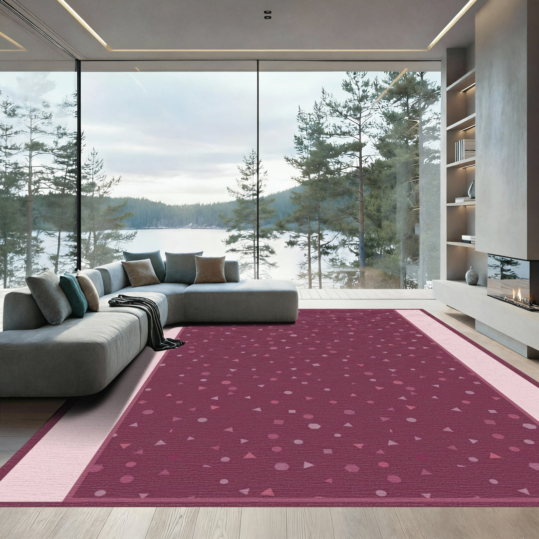 Deep Plum Scattered Shapes Rug