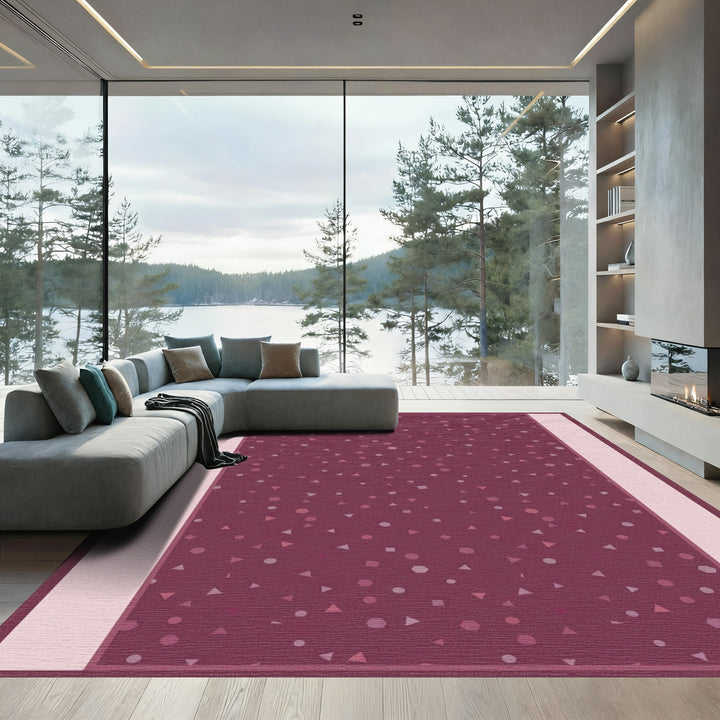 Deep Plum Scattered Shapes Rug