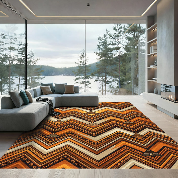 Amber Zigzag Tribal Pyramid Rug