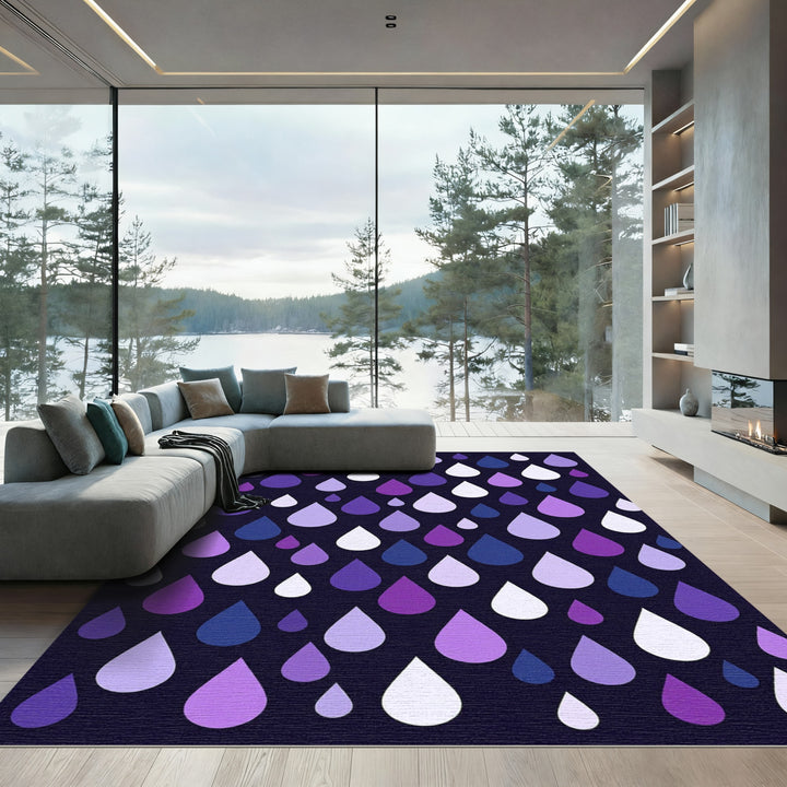 Purple Lavender Blue Rain Drops Rug