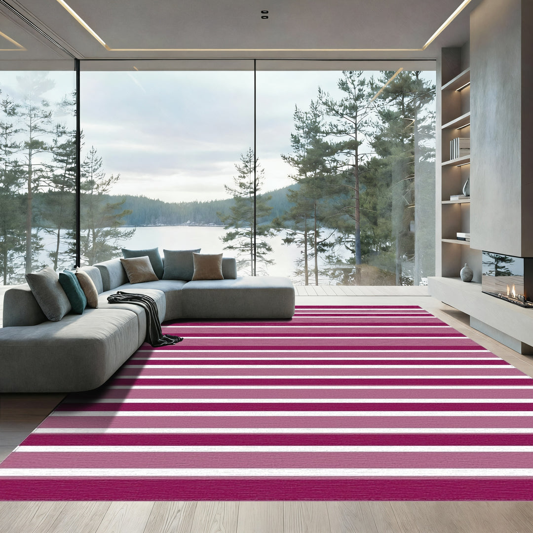 Crimson Pink Gradient Stripe Rug