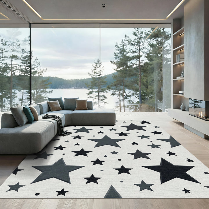 Dark Gray Starry Night Area Rug