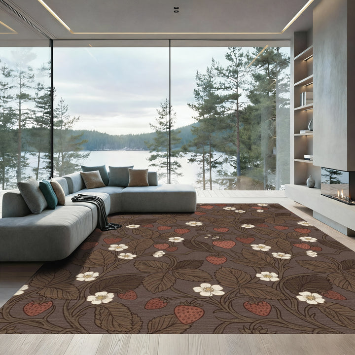 Brown Strawberry Blossom Vine Rug