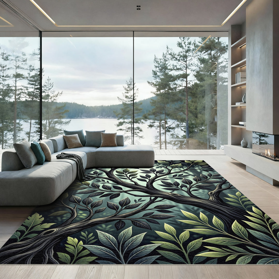 Enchanted Forest Dark Tree Branches Rug