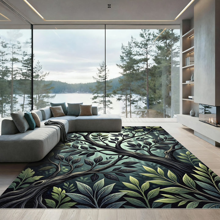Enchanted Forest Dark Tree Branches Rug