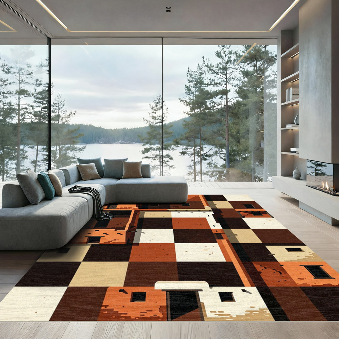 Sante FeAdobe Architectural Checkerboard Rug