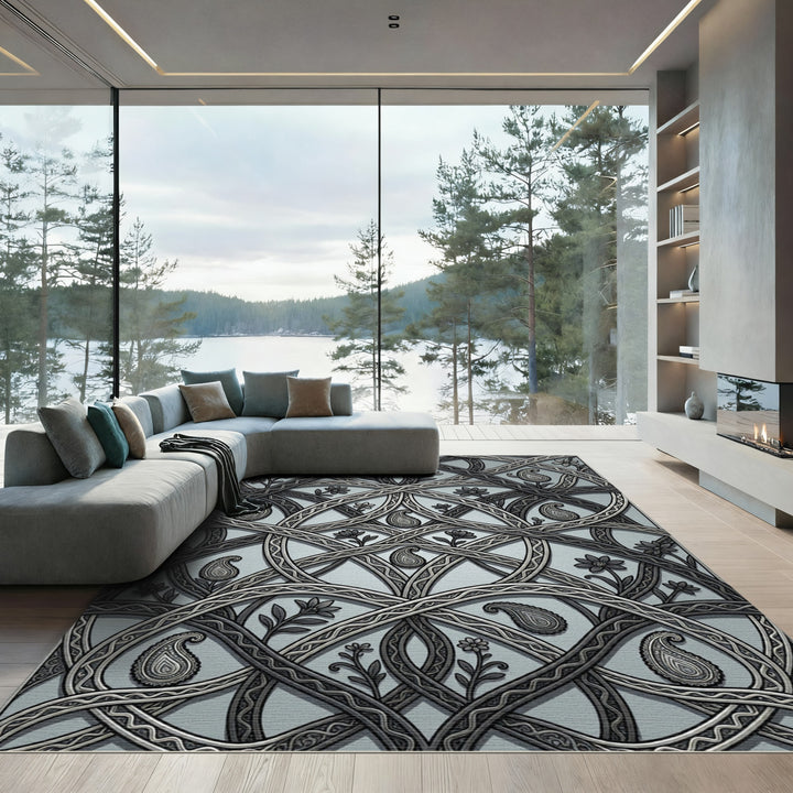 Ornate Paisley Floral Interwoven Medallion Rug