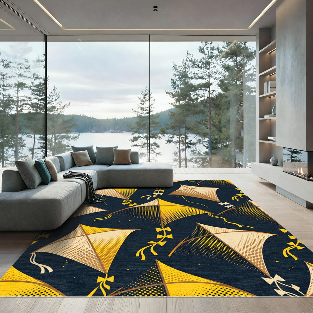Golden Kite Halftone Pattern Rug