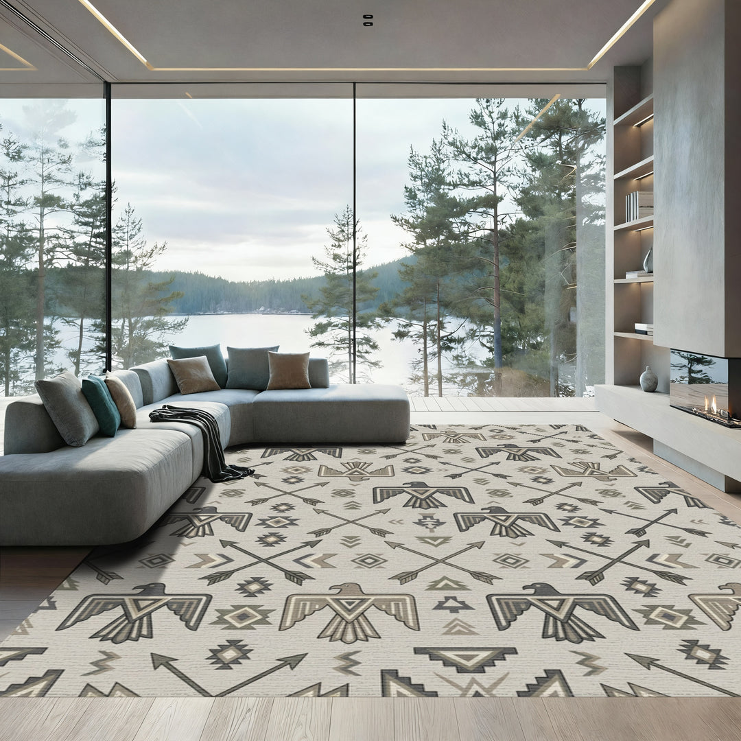 Thunderbird Arrows Neutral Earth Tones Rug
