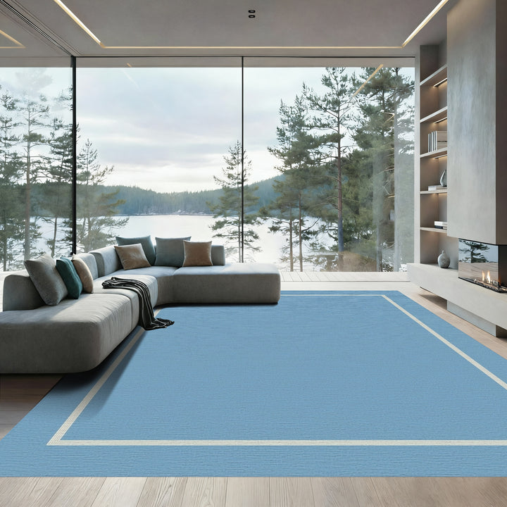 Sky Blue Nested Double Border Rug