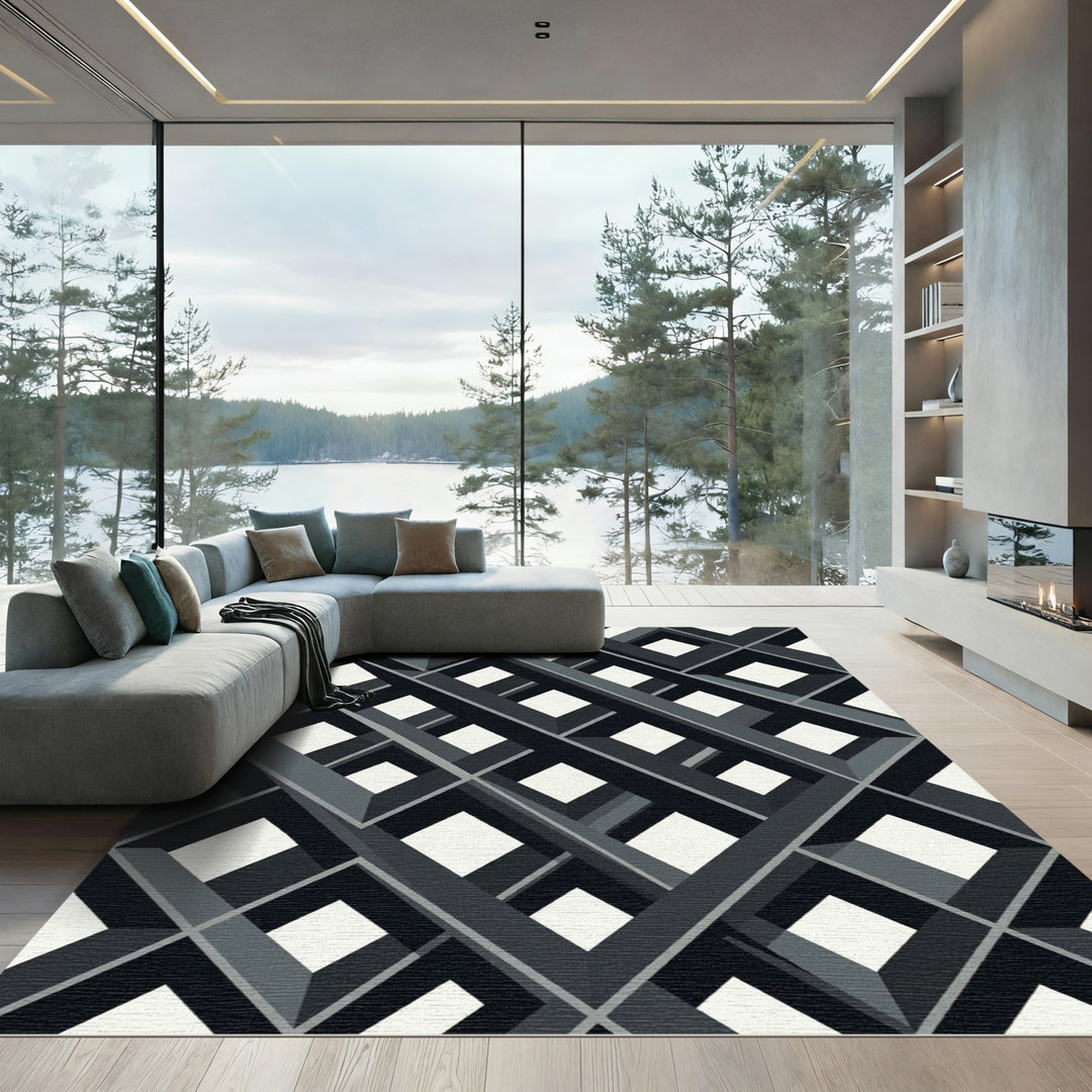 Monochromatic 3D Interlocking Grid Rug