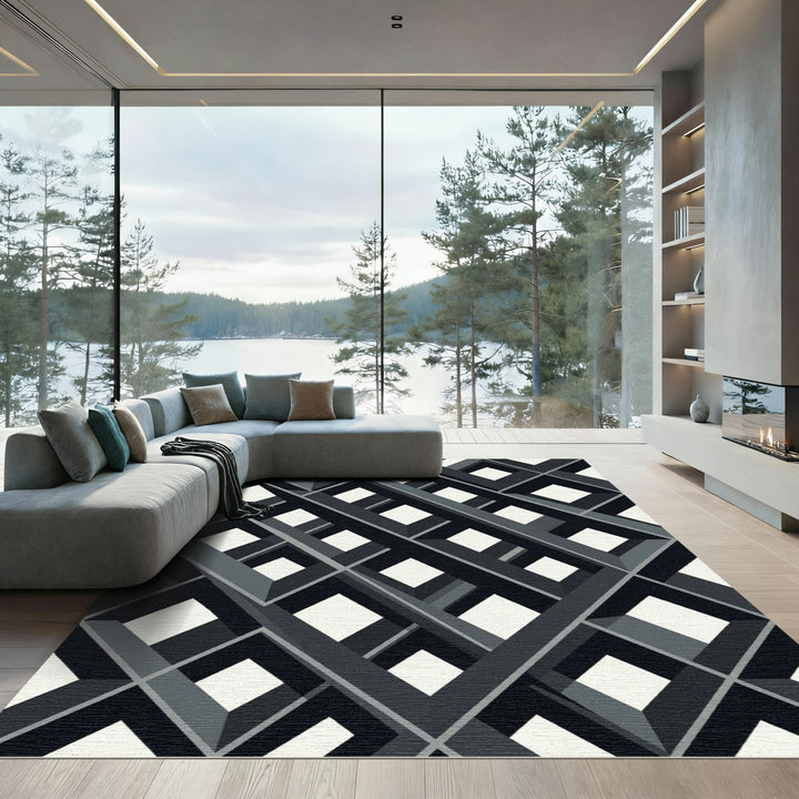 Monochromatic 3D Interlocking Grid Rug