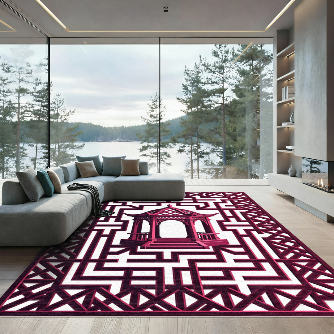 Crimson Gazebo Geometric Lattice Rug