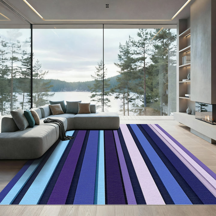 Abstract Vertical Stripes Lavender Rug