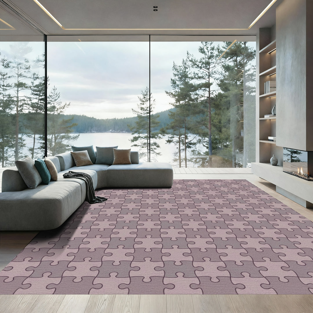 Taupe Puzzle Piece Repeating Field Rug