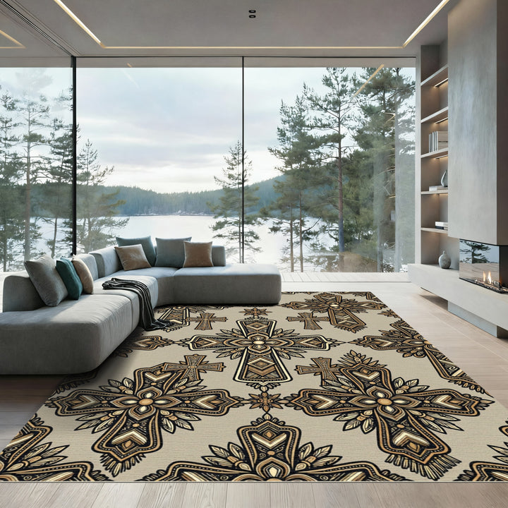 Ornate Cross Sacred Art Rug