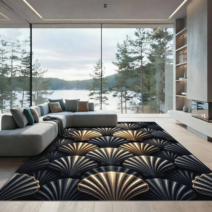 Art Deco Golden Fan Rug