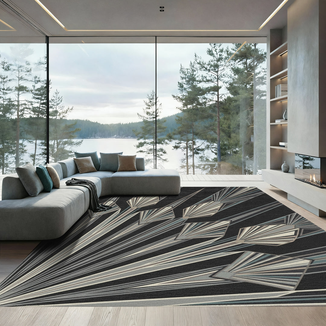 Geometric Fan Art Deco Rug