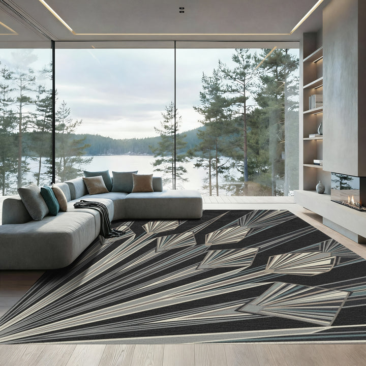 Geometric Fan Art Deco Rug