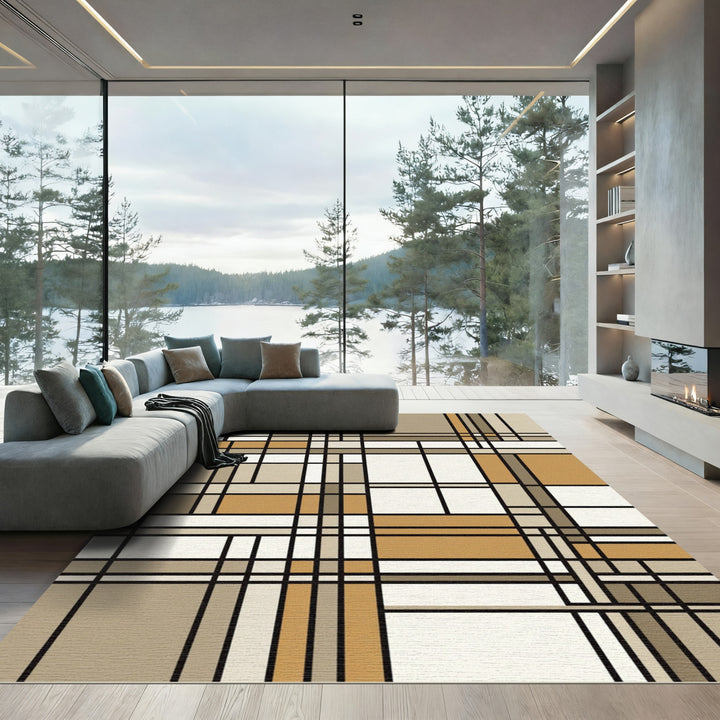 Minimalist Geometric Grid Rug
