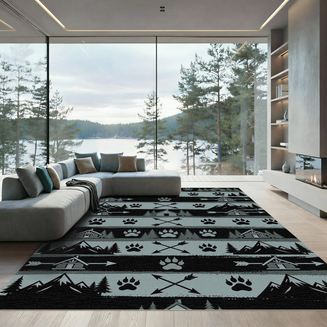Gray Mountain Cabin Bear Paw Arrows Rug