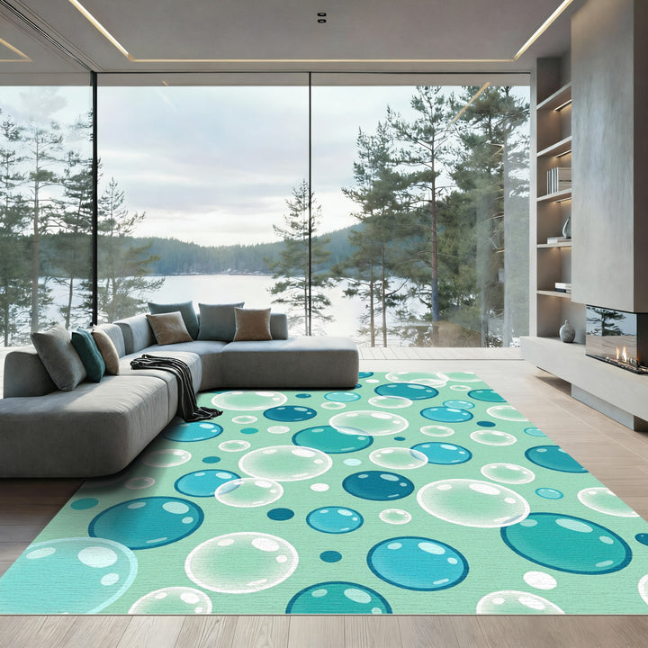 Teal Cyan Bubble Cluster Rug