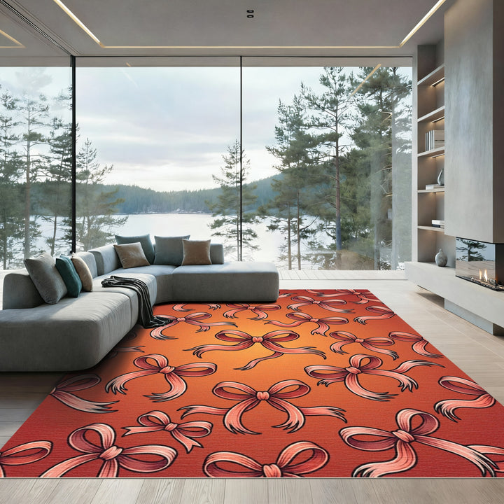 Coral Bow Pattern Gradient Rug