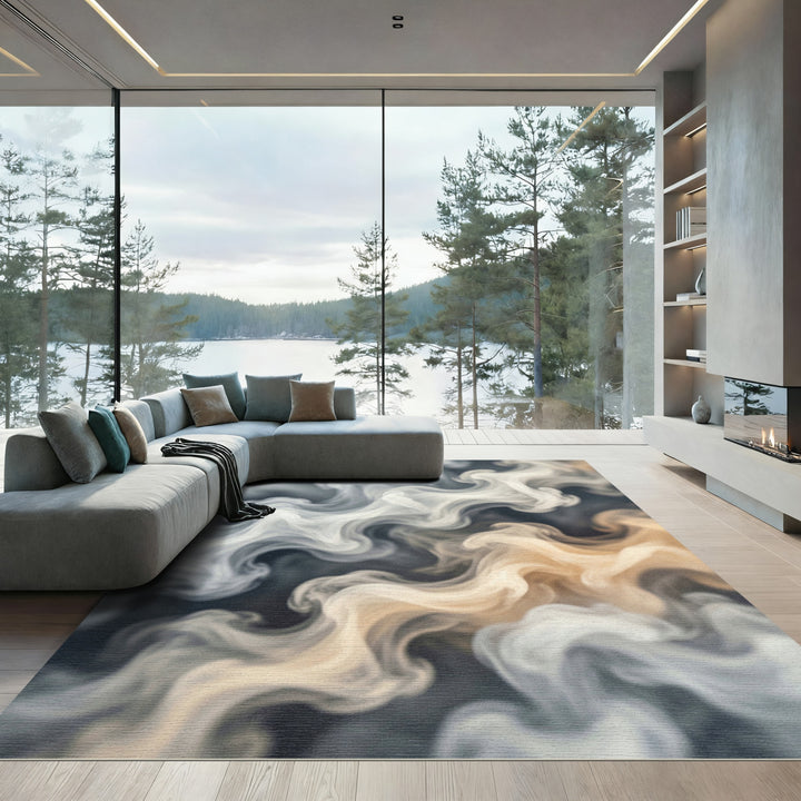 Abstract Swirling Smoke Ambiance Rug