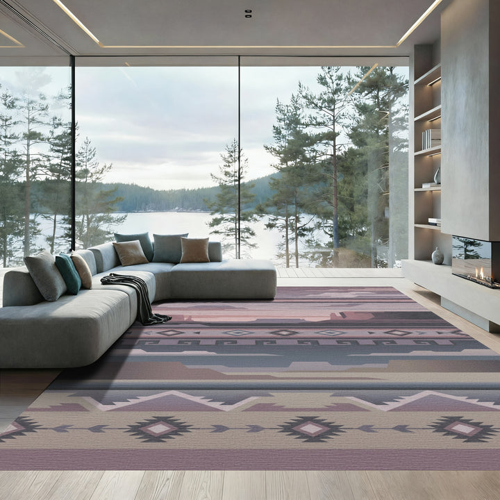 Southwestern Mesa Geometric Landscape Rug