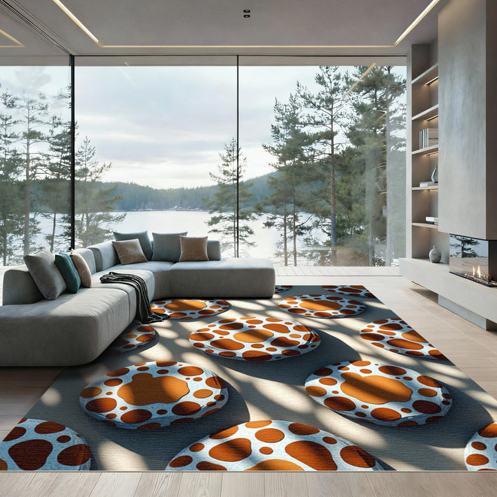Cowhide Orange Brown Spots Rug