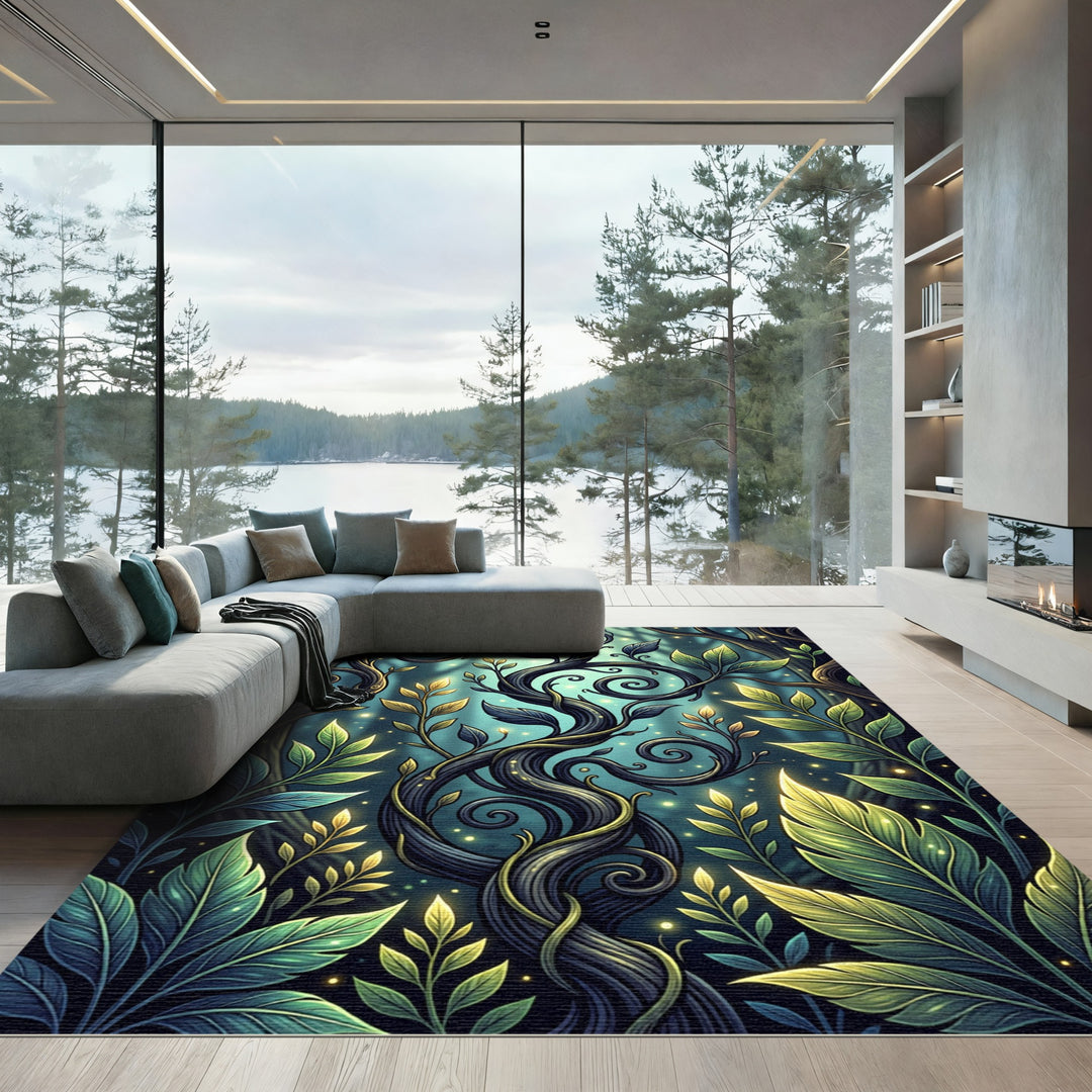 Enchanted Forest Swirls Vine Growth Rug